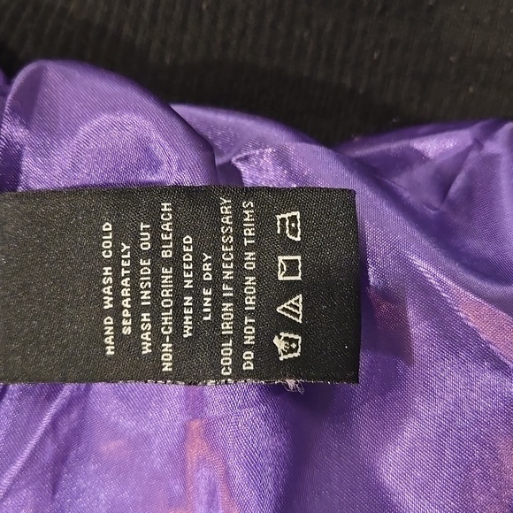 BABY PHAT GIRL'S BLACK/ PURPLE PUFFER . MISSING FAUX FUR LINING ON HOOD. SIZE L - Picture 5 of 11